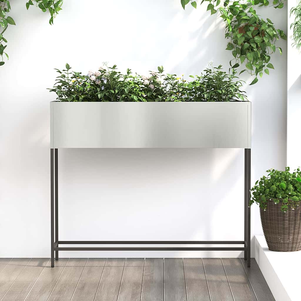 vidaXL Podwyższona doniczka ogrodowa Srebrny 100 x 26 x 82 cm