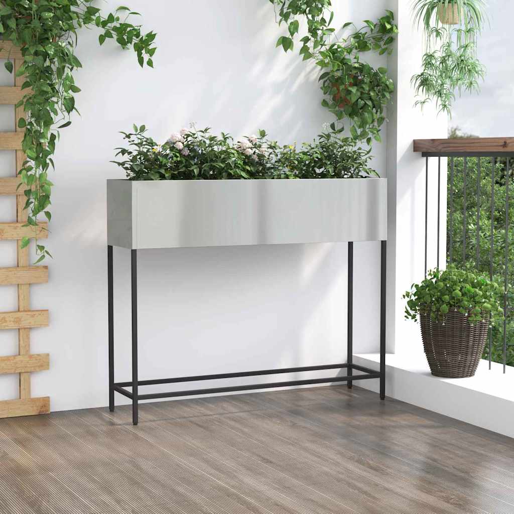 vidaXL Podwyższona doniczka ogrodowa Srebrny 100 x 26 x 82 cm