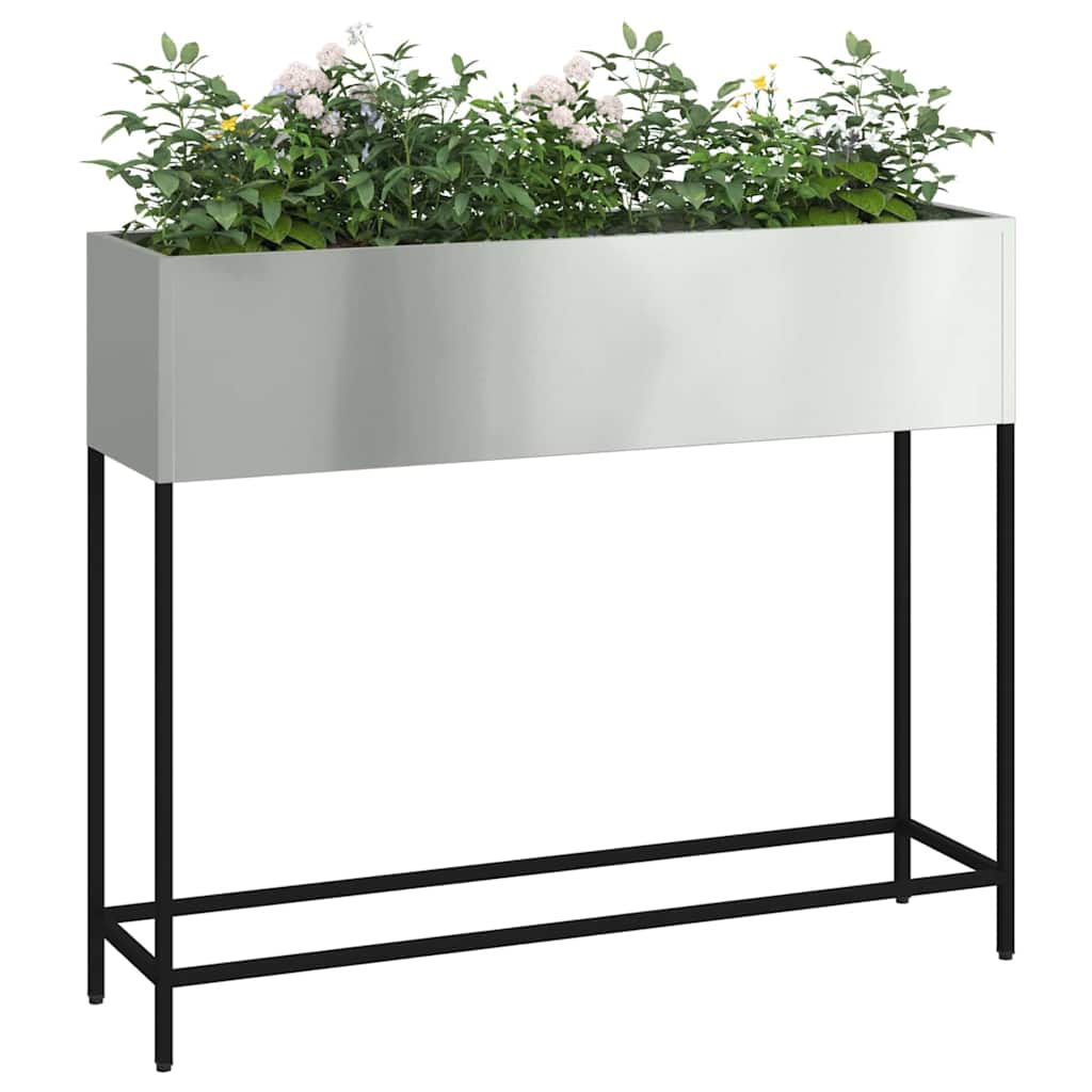 vidaXL Podwyższona doniczka ogrodowa Srebrny 100 x 26 x 82 cm