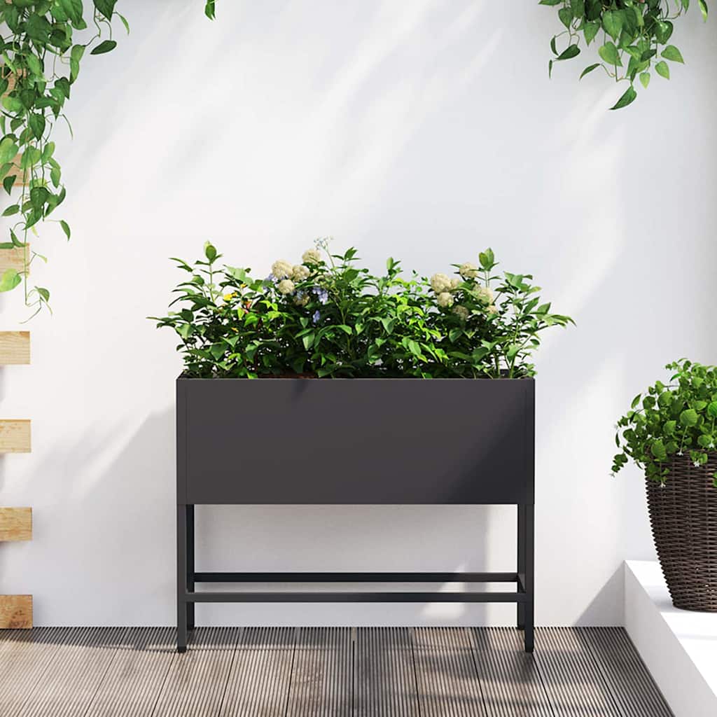 vidaXL Podwyższona doniczka ogrodowa Czarny 60 x 26 x 45 cm Stal