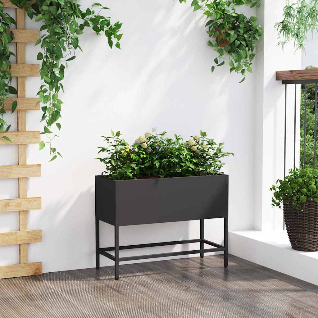 vidaXL Podwyższona doniczka ogrodowa Czarny 60 x 26 x 45 cm Stal