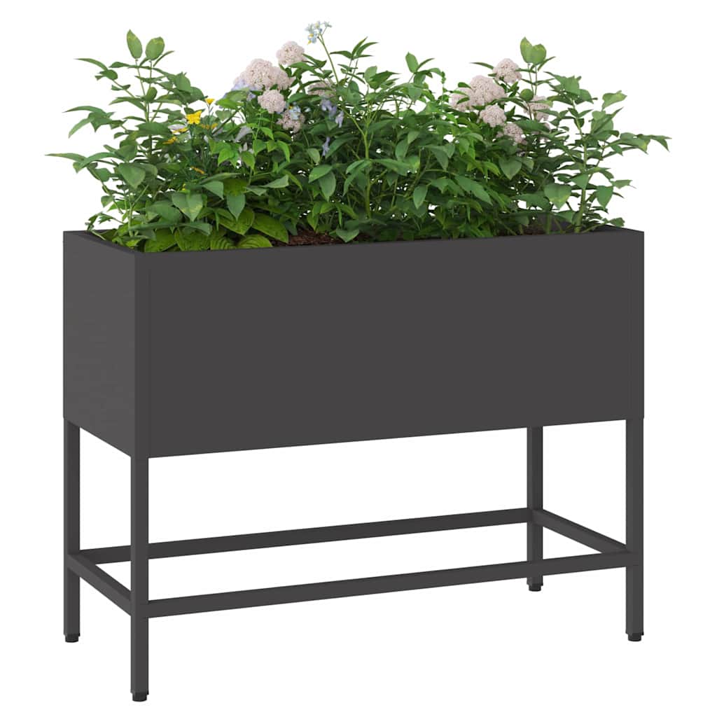 vidaXL Podwyższona doniczka ogrodowa Czarny 60 x 26 x 45 cm Stal