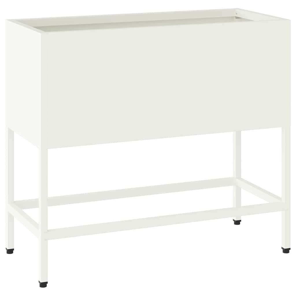 vidaXL Podwyższona doniczka ogrodowa Biały 60 x 26 x 48 cm Stal