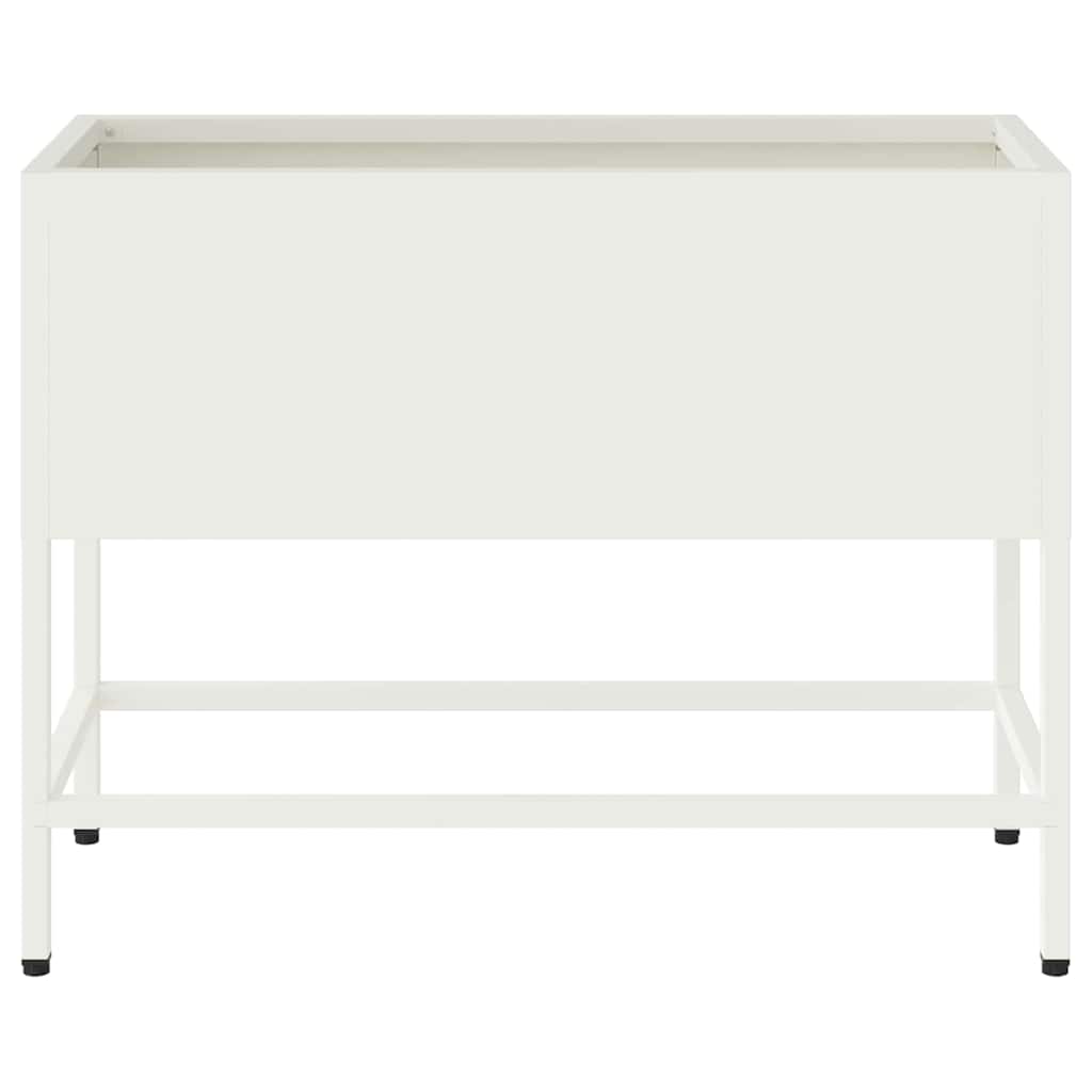 vidaXL Podwyższona doniczka ogrodowa Biały 60 x 26 x 48 cm Stal