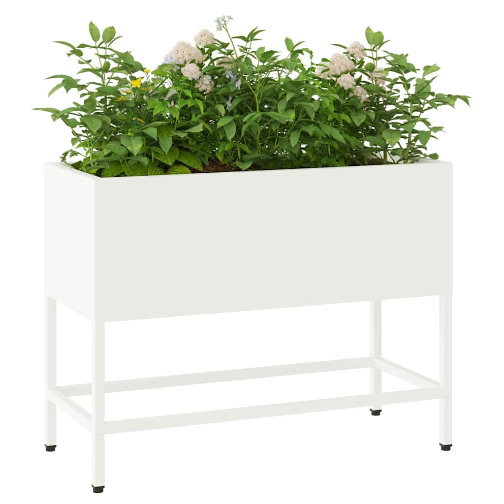 vidaXL Podwyższona doniczka ogrodowa Biały 60 x 26 x 48 cm Stal