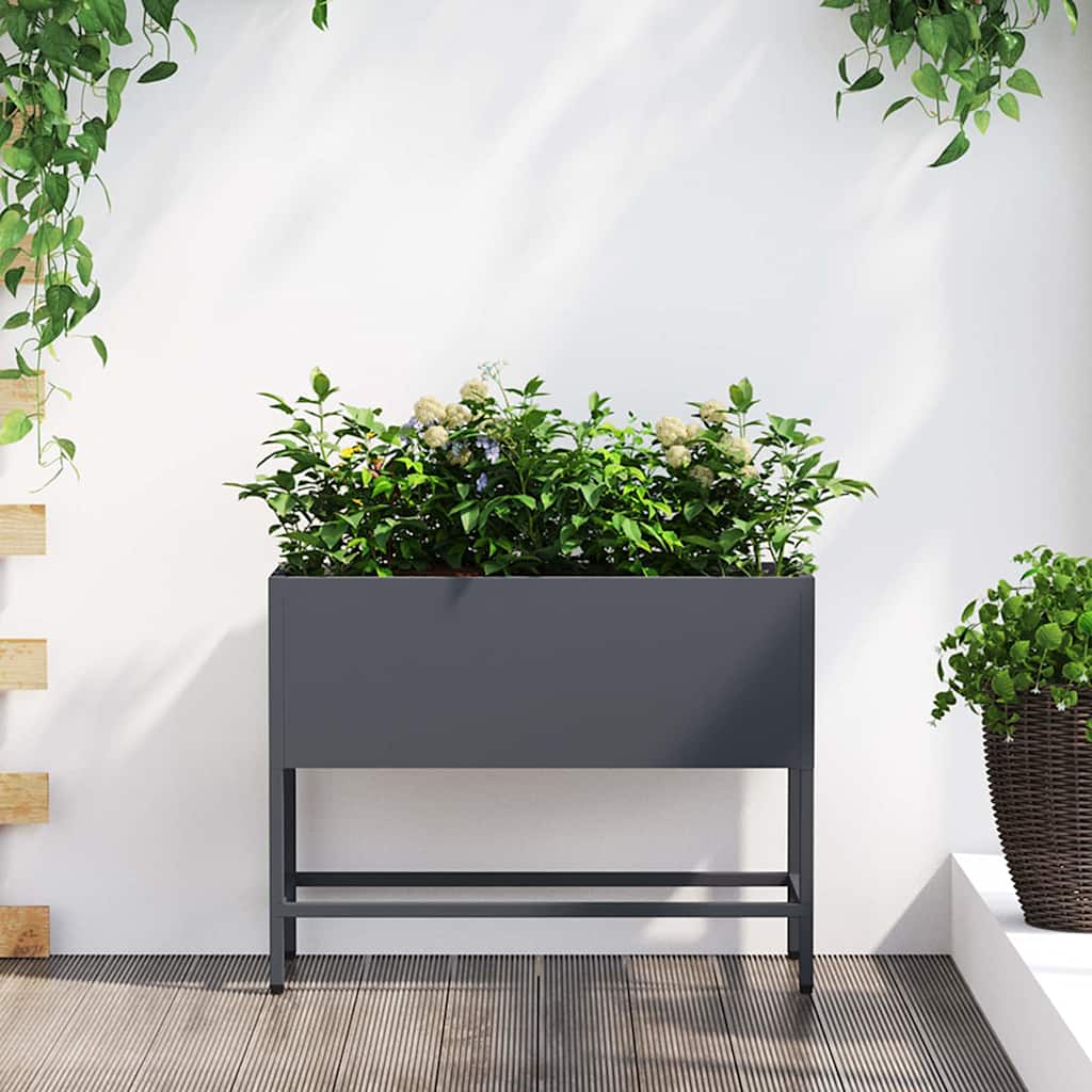vidaXL Podwyższona doniczka ogrodowa Antracyt 60 x 26 x 45 cm Stal