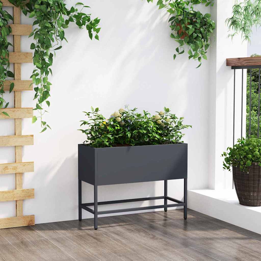 vidaXL Podwyższona doniczka ogrodowa Antracyt 60 x 26 x 45 cm Stal