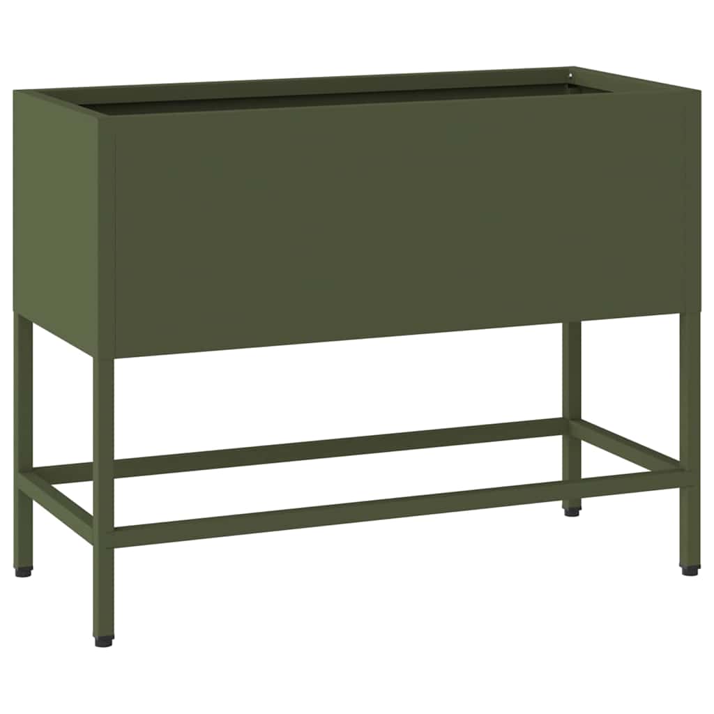 vidaXL Podwyższona doniczka ogrodowa oliwkowy 60 x 26 x 45 cm Stal