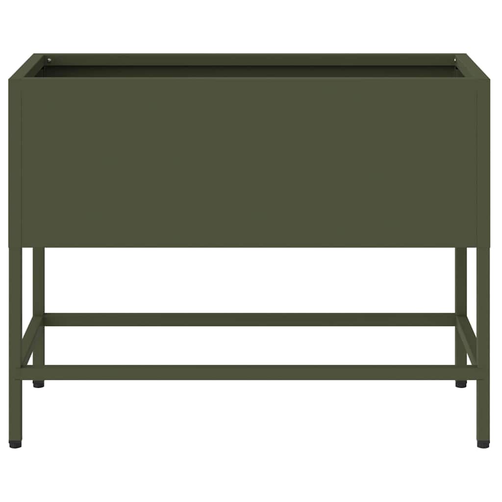 vidaXL Podwyższona doniczka ogrodowa oliwkowy 60 x 26 x 45 cm Stal
