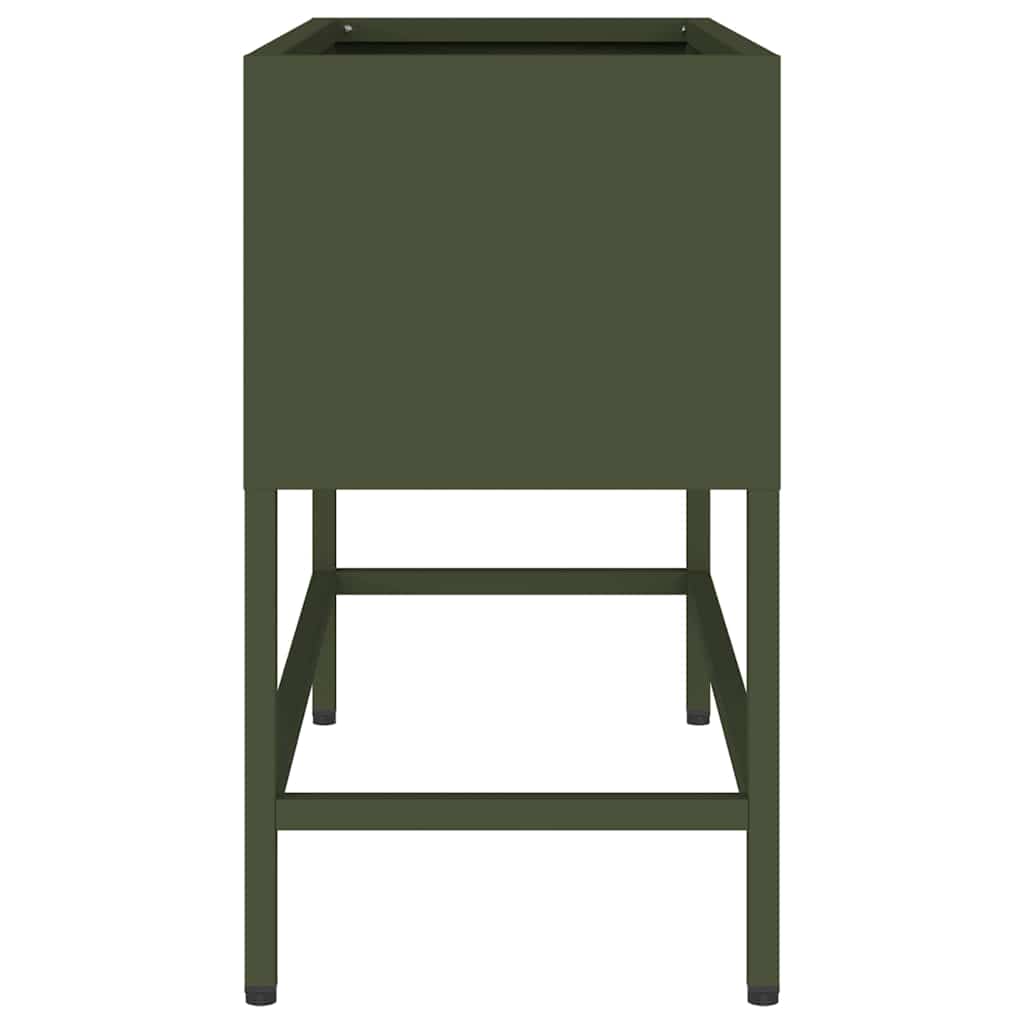 vidaXL Podwyższona doniczka ogrodowa oliwkowy 60 x 26 x 45 cm Stal
