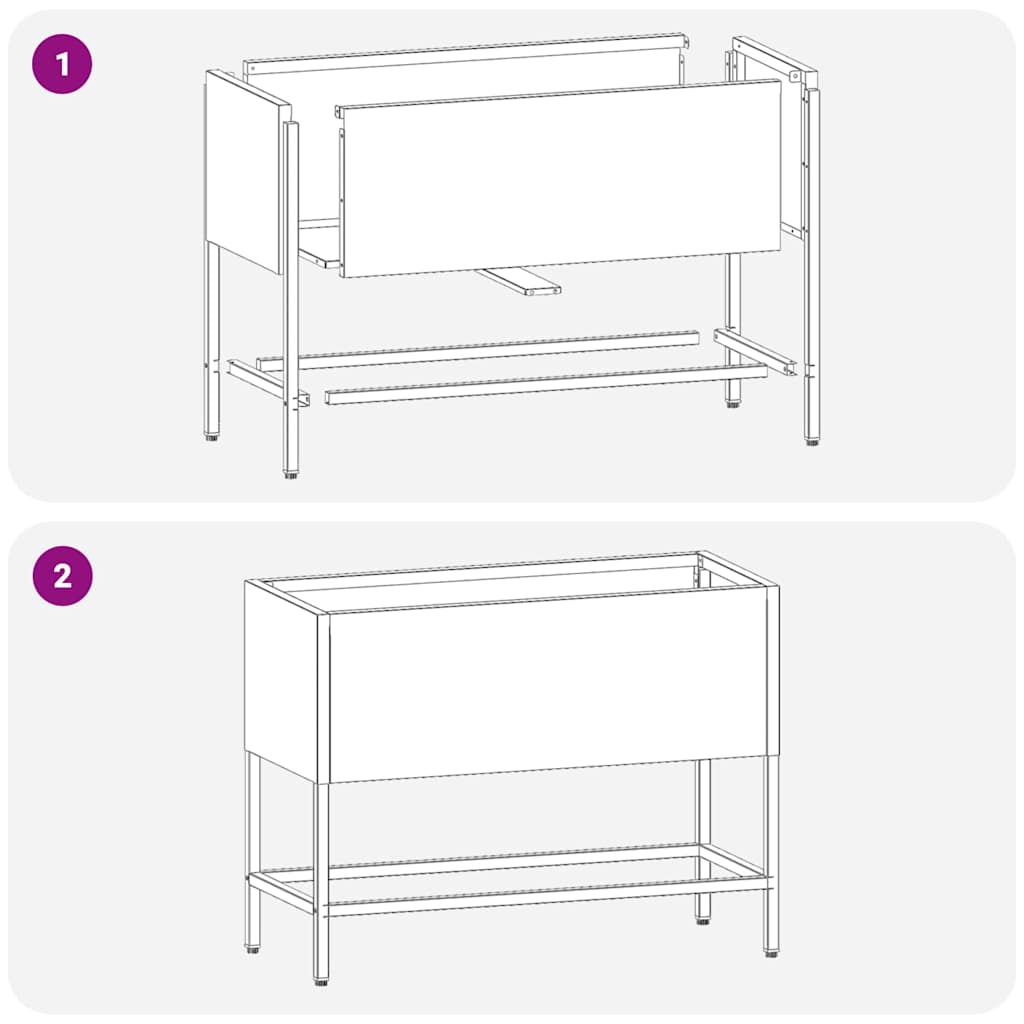 vidaXL Podwyższona doniczka ogrodowa Srebrny 60 x 26 x 45 cm