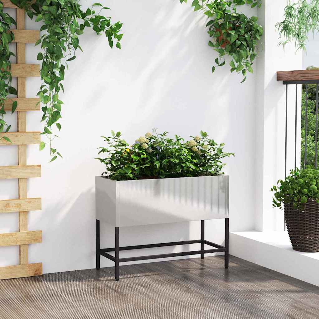 vidaXL Podwyższona doniczka ogrodowa Srebrny 60 x 26 x 45 cm