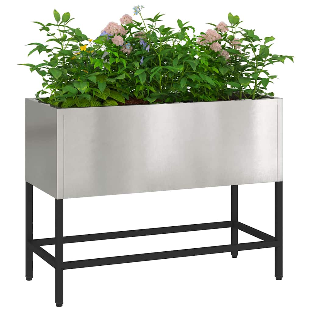 vidaXL Podwyższona doniczka ogrodowa Srebrny 60 x 26 x 45 cm