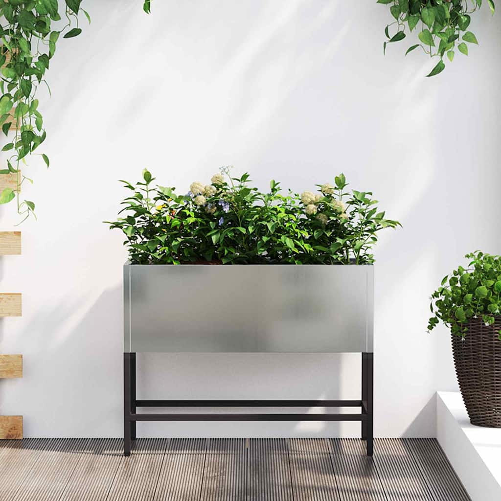 vidaXL Podwyższona doniczka ogrodowa Srebrny 60 x 26 x 45 cm