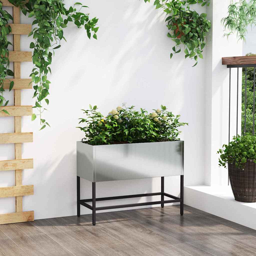vidaXL Podwyższona doniczka ogrodowa Srebrny 60 x 26 x 45 cm