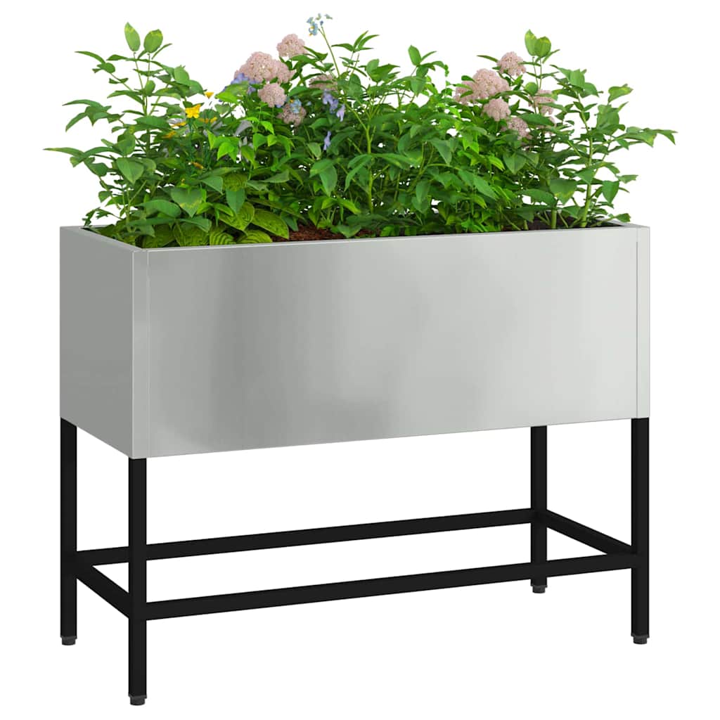 vidaXL Podwyższona doniczka ogrodowa Srebrny 60 x 26 x 45 cm