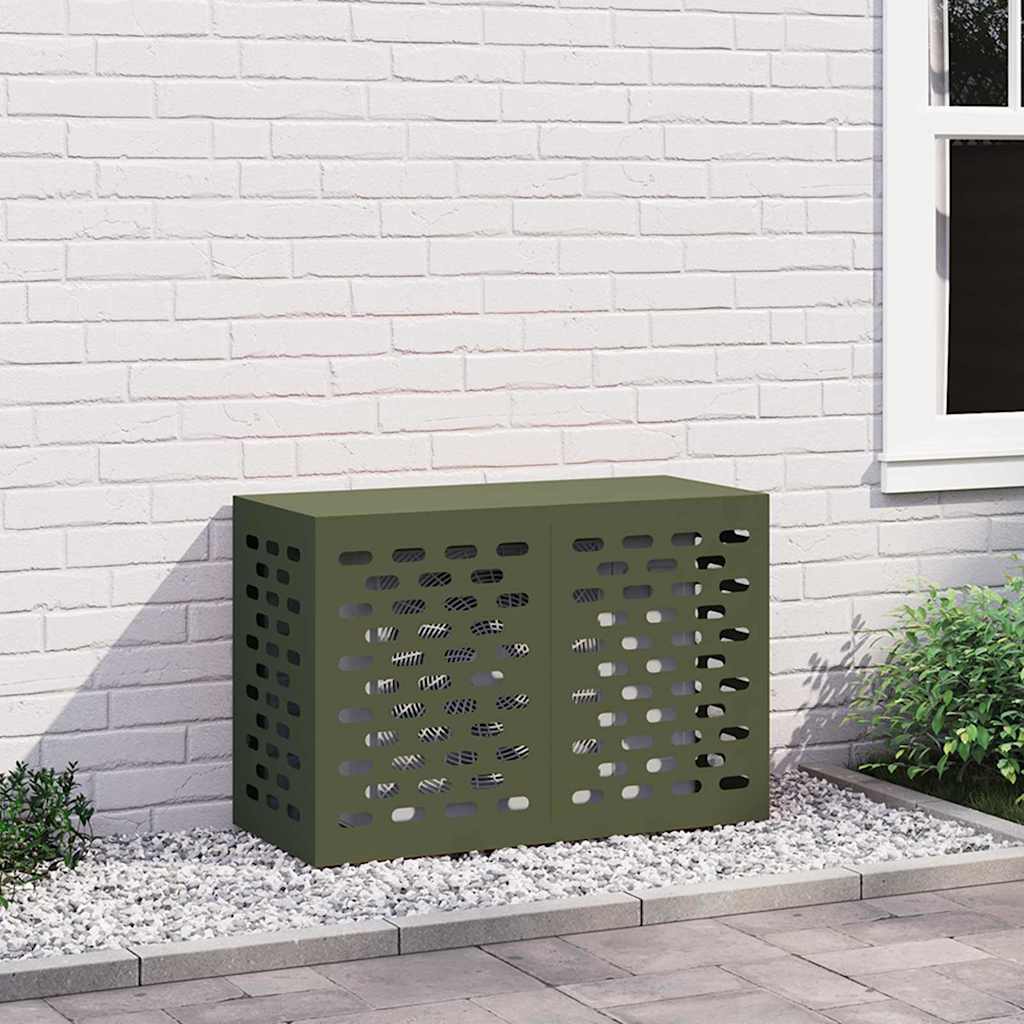 vidaXL Pokrywa do klimatyzatora oliwkowy 90 x 40 x 60 cm Stal