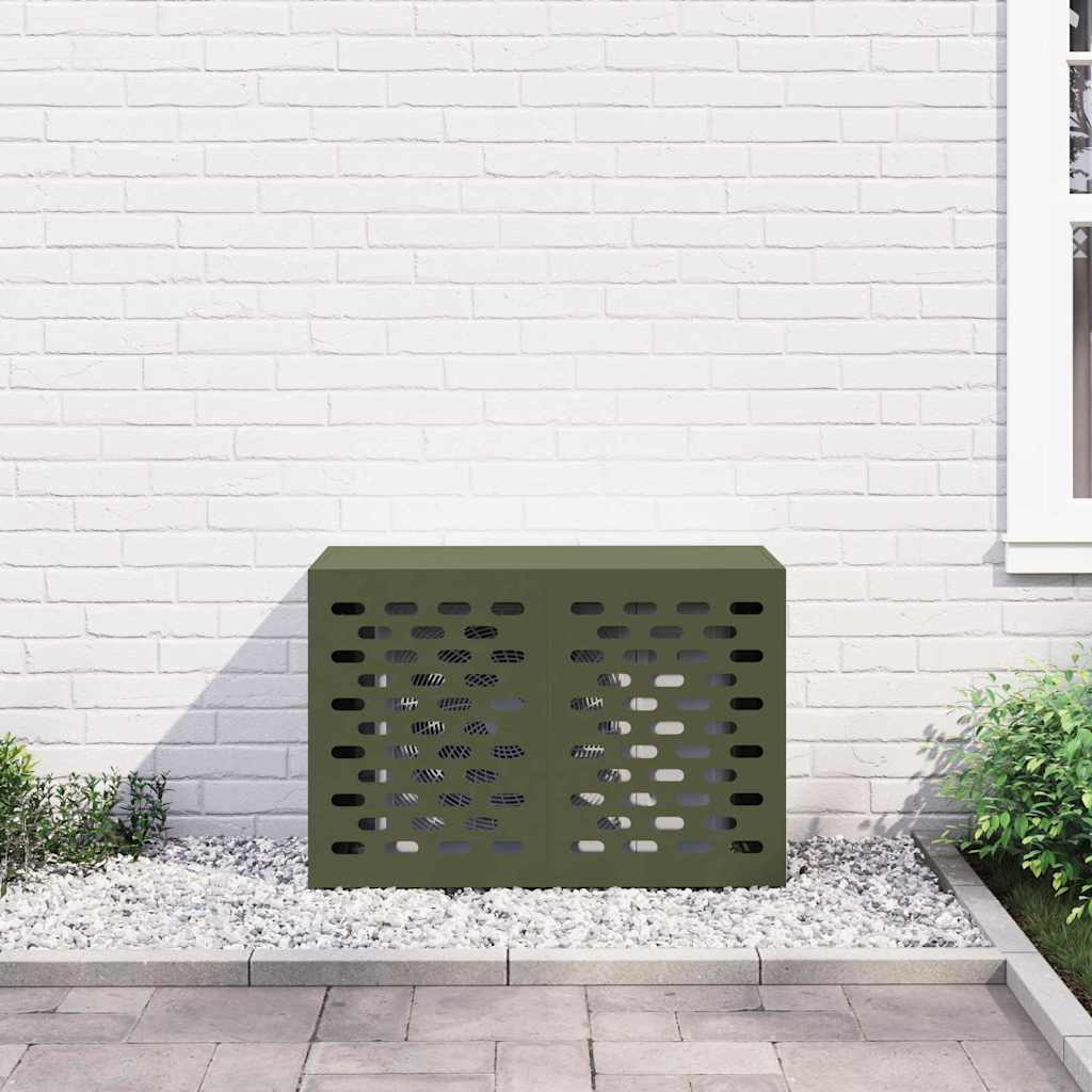 vidaXL Pokrywa do klimatyzatora oliwkowy 90 x 40 x 60 cm Stal