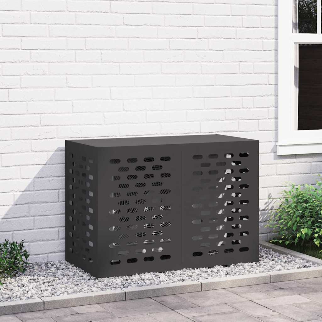 vidaXL Pokrywa do klimatyzatora Czarny 100 x 50 x 70 cm Stal