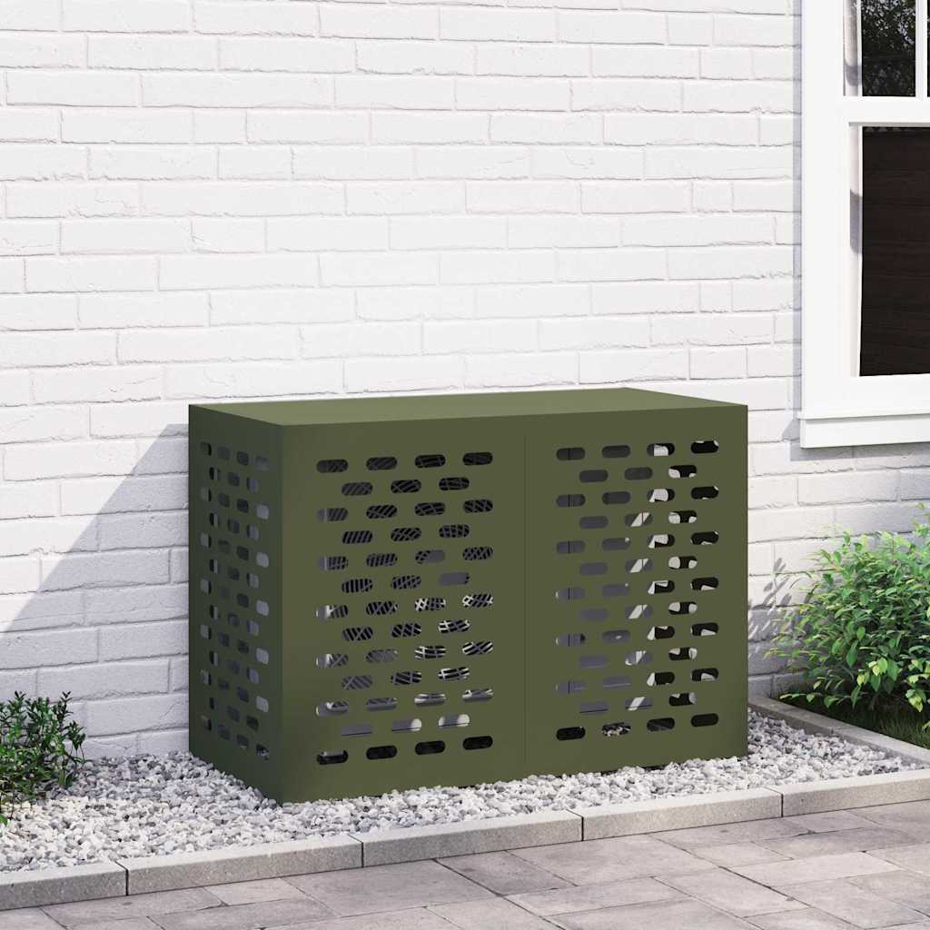 vidaXL Pokrywa do klimatyzatora oliwkowy 100 x 50 x 70 cm Stal