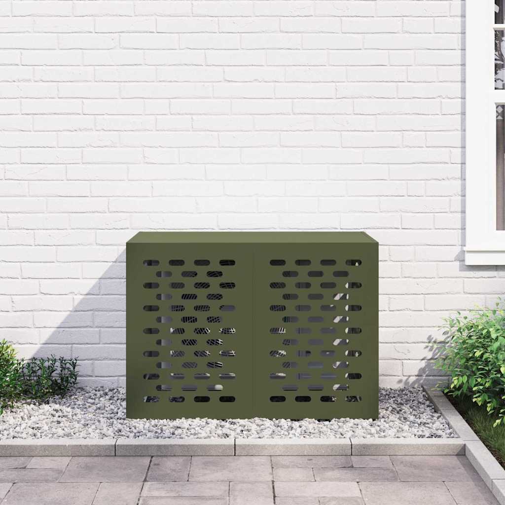vidaXL Pokrywa do klimatyzatora oliwkowy 100 x 50 x 70 cm Stal