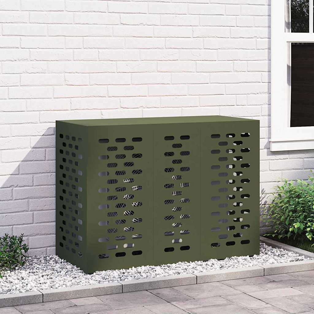 vidaXL Pokrywa do klimatyzatora oliwkowy 110 x 50 x 80 cm Stal
