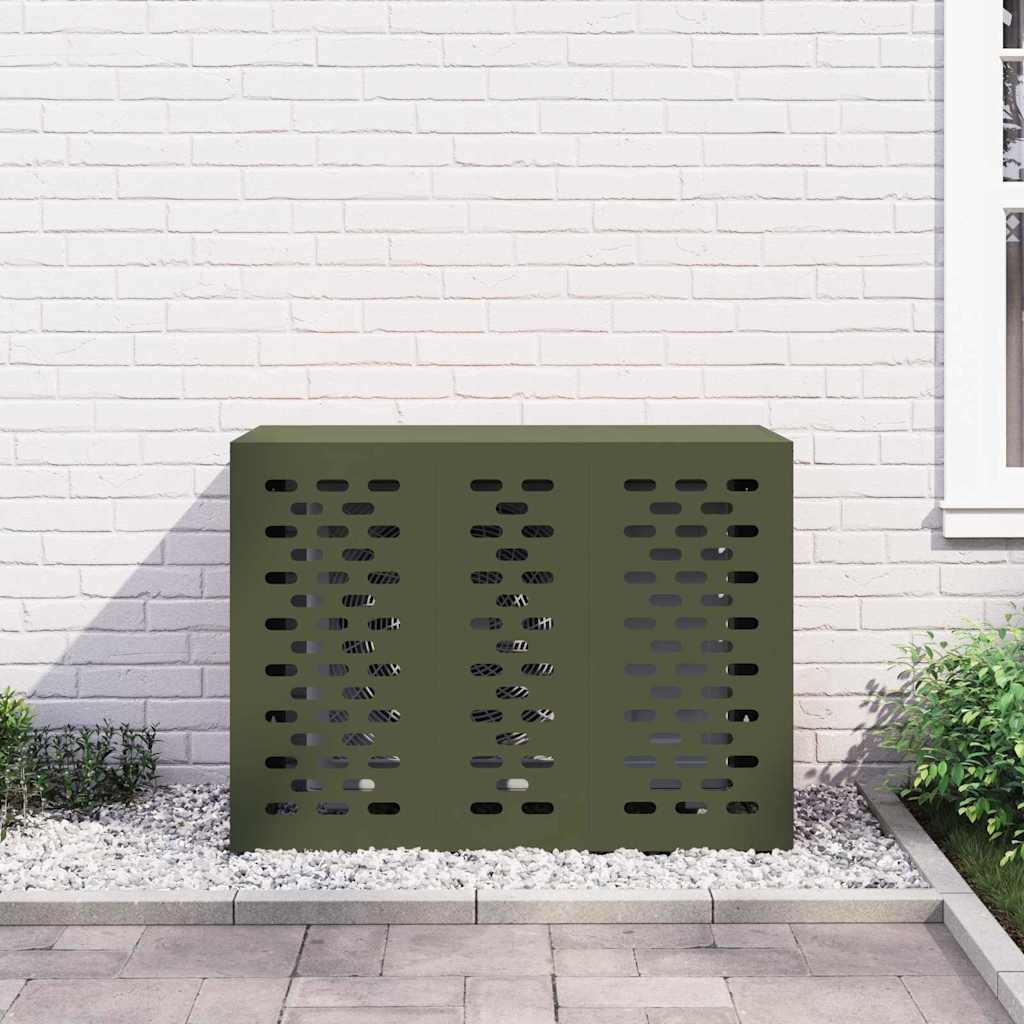 vidaXL Pokrywa do klimatyzatora oliwkowy 110 x 50 x 80 cm Stal