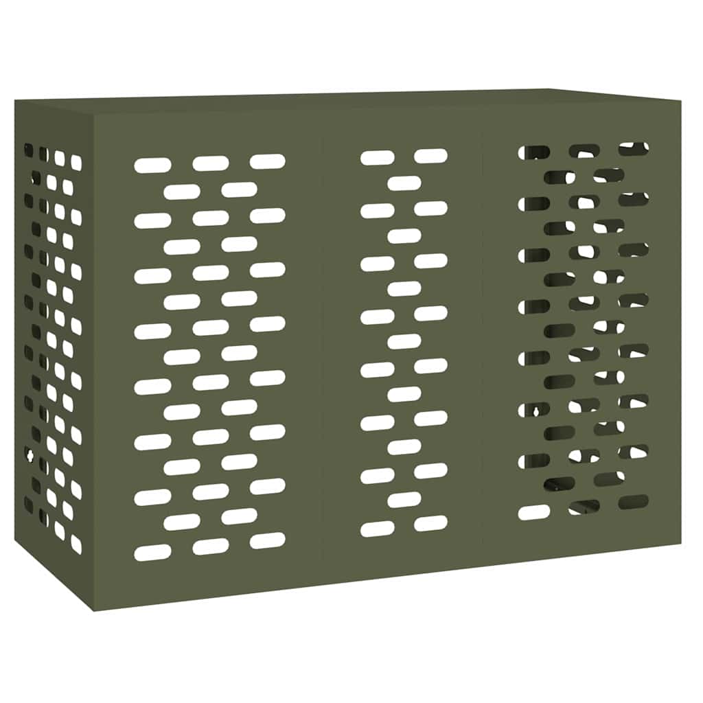 vidaXL Pokrywa do klimatyzatora oliwkowy 110 x 50 x 80 cm Stal