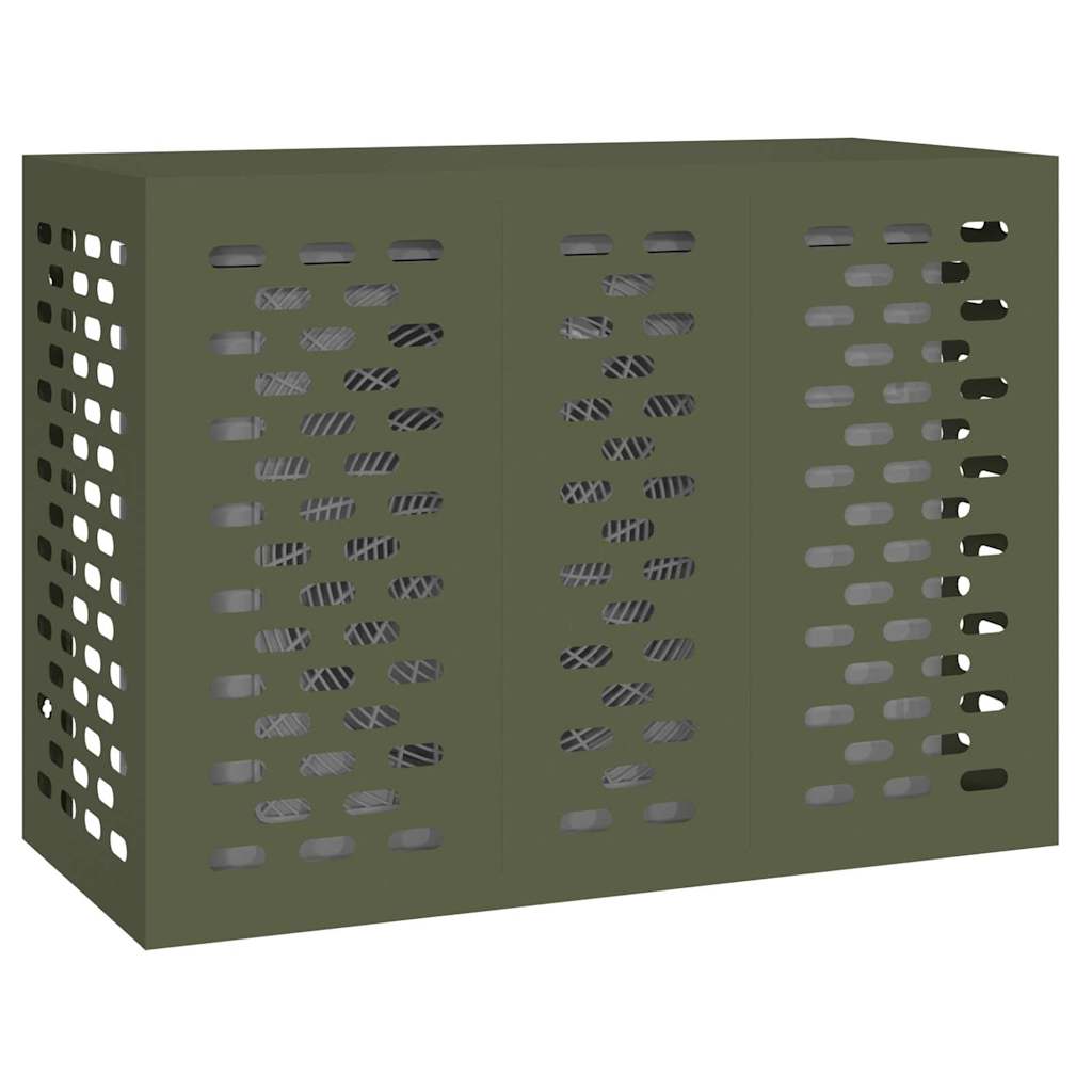 vidaXL Pokrywa do klimatyzatora oliwkowy 110 x 50 x 80 cm Stal