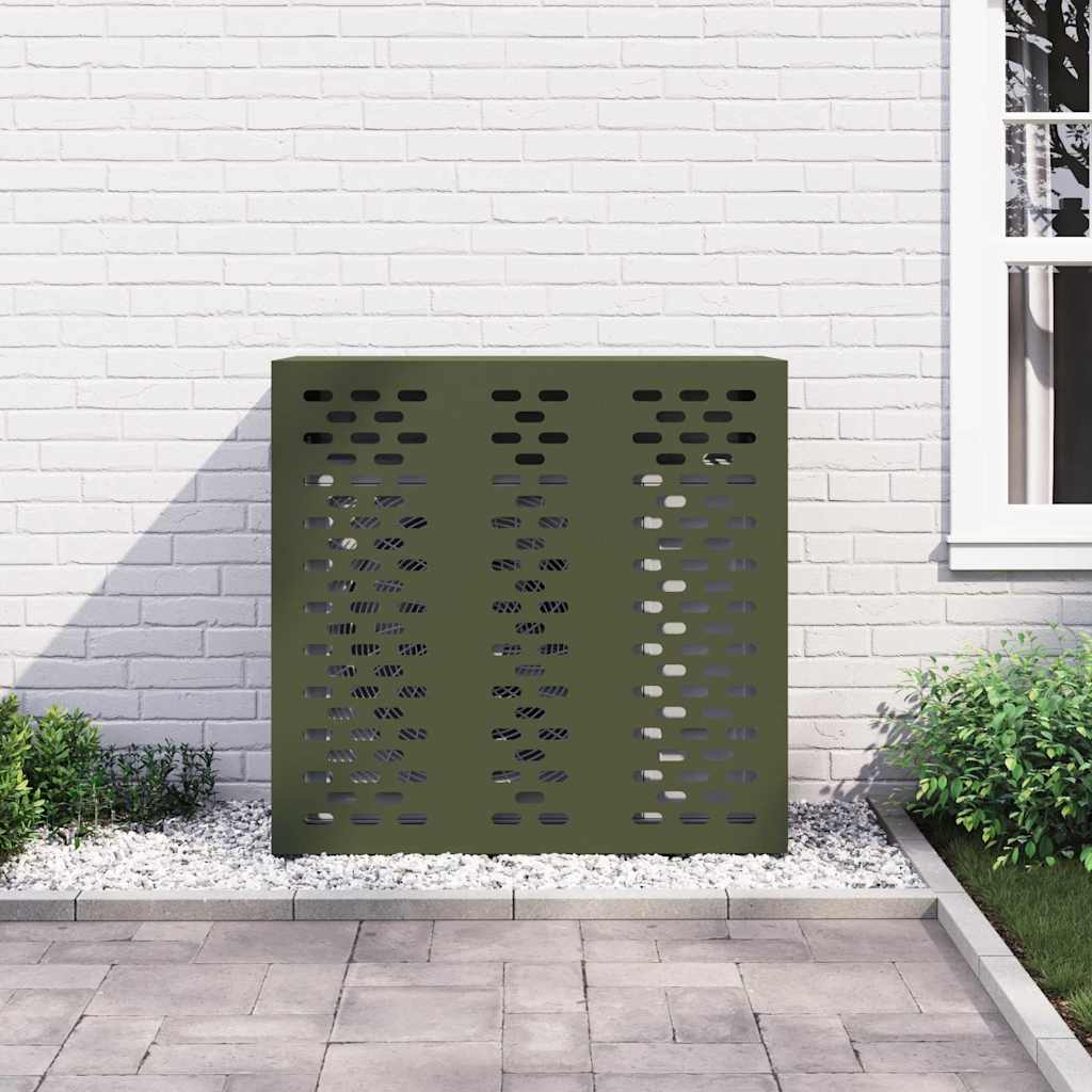 vidaXL Pokrywa do klimatyzatora oliwkowy 110 x 50 x 105 cm Stal