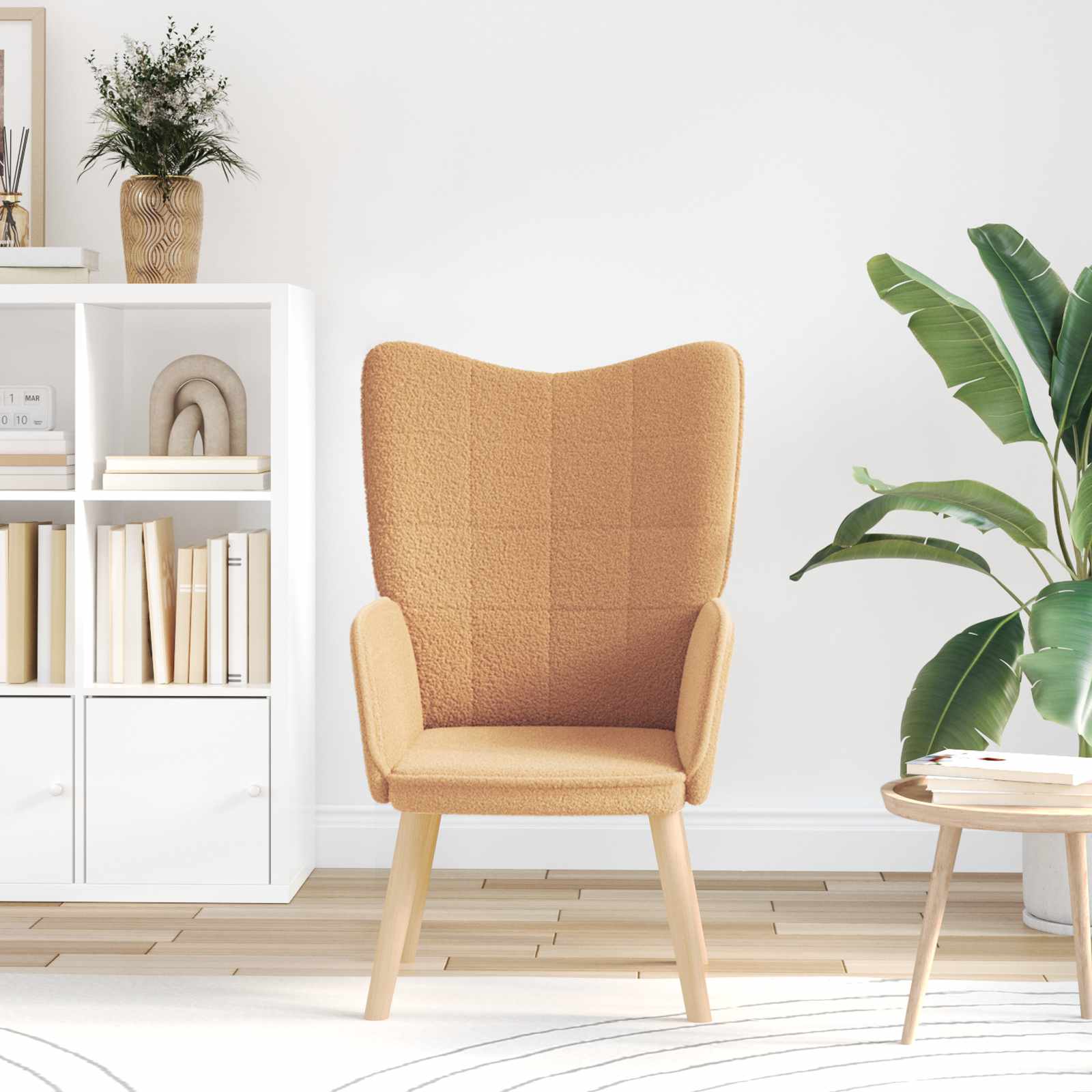 vidaXL fotel Beżowy 62 x 67 x 95,5 cm Tkanina sherpa