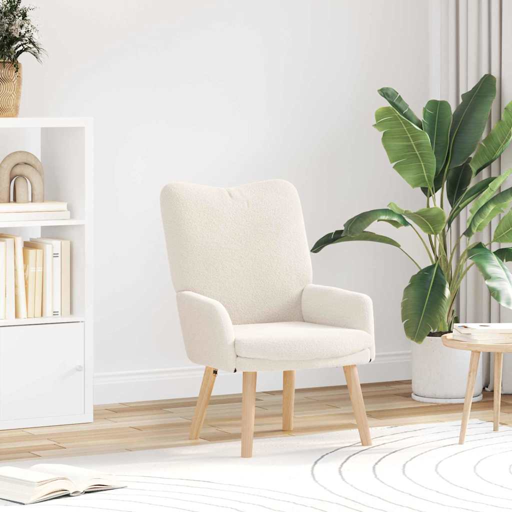 vidaXL fotel Kremowy 63 x 67 x 94 cm Tkanina owcza i sklejka