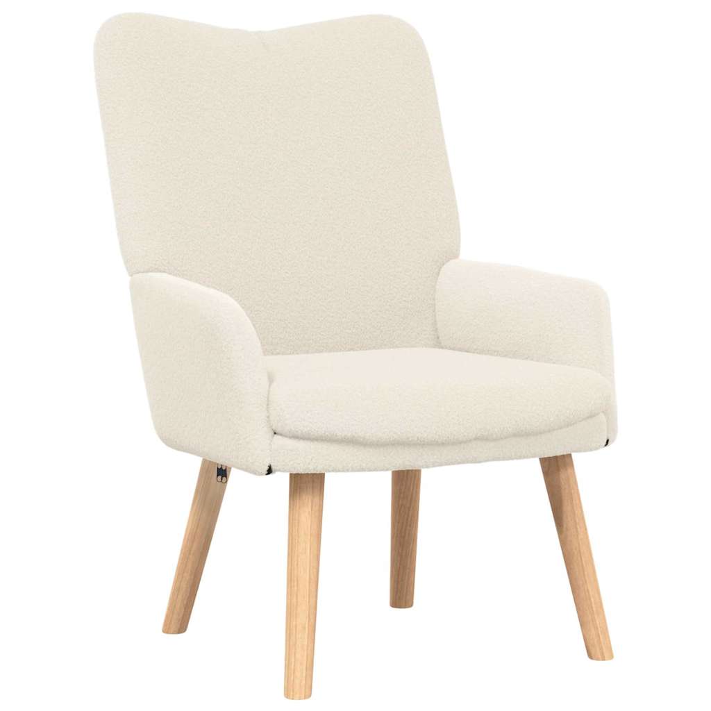 vidaXL fotel Kremowy 63 x 67 x 94 cm Tkanina owcza i sklejka