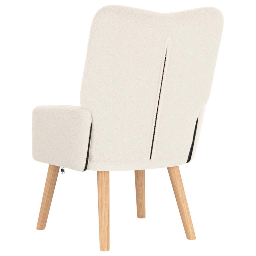 vidaXL fotel Kremowy 63 x 67 x 94 cm Tkanina owcza i sklejka