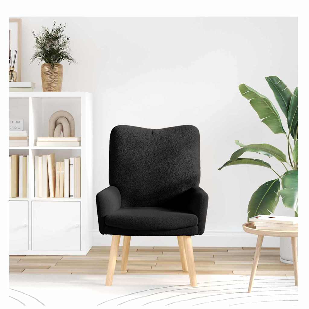 vidaXL fotel Czarny 63 x 67 x 94 cm Tkanina owcza i sklejka