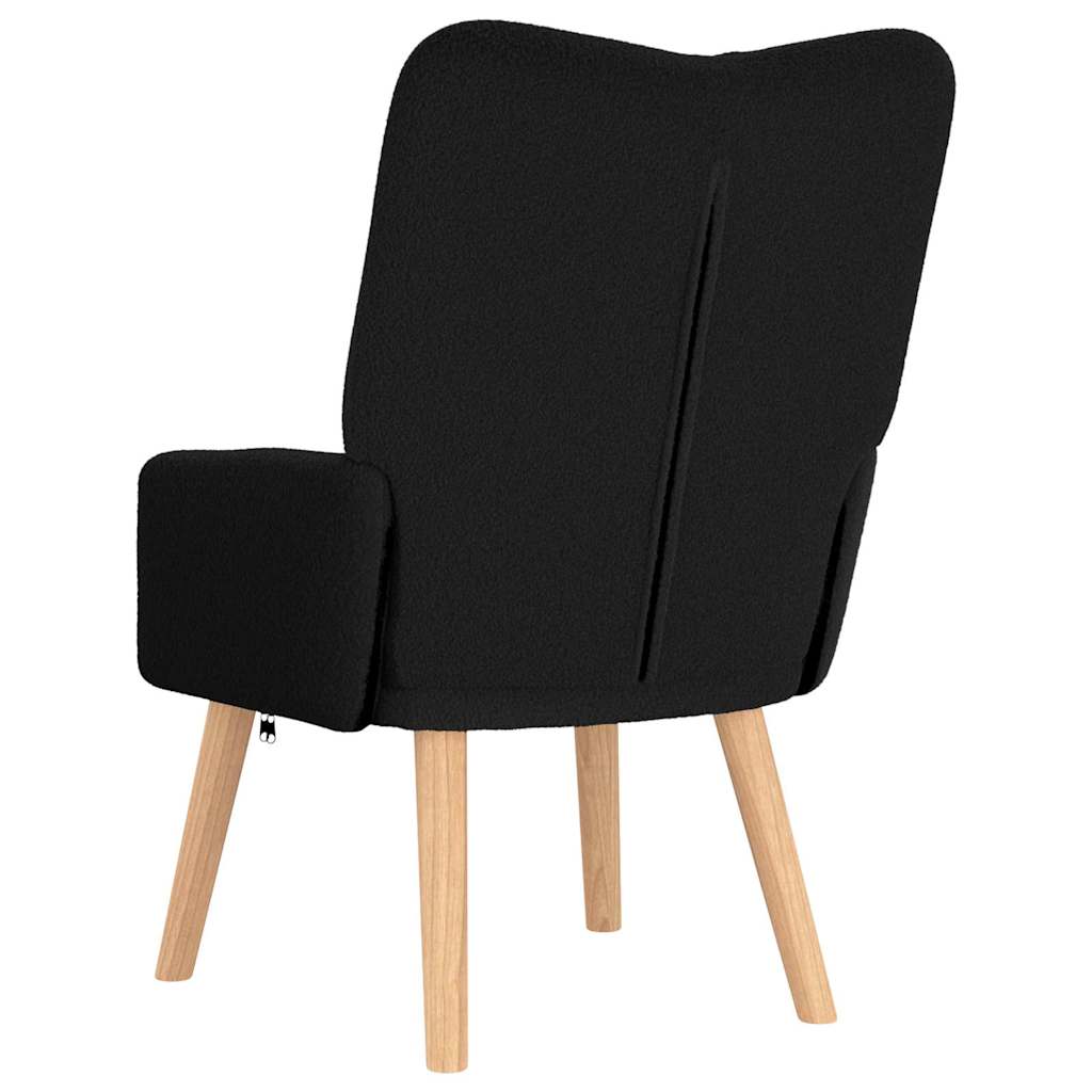 vidaXL fotel Czarny 63 x 67 x 94 cm Tkanina owcza i sklejka