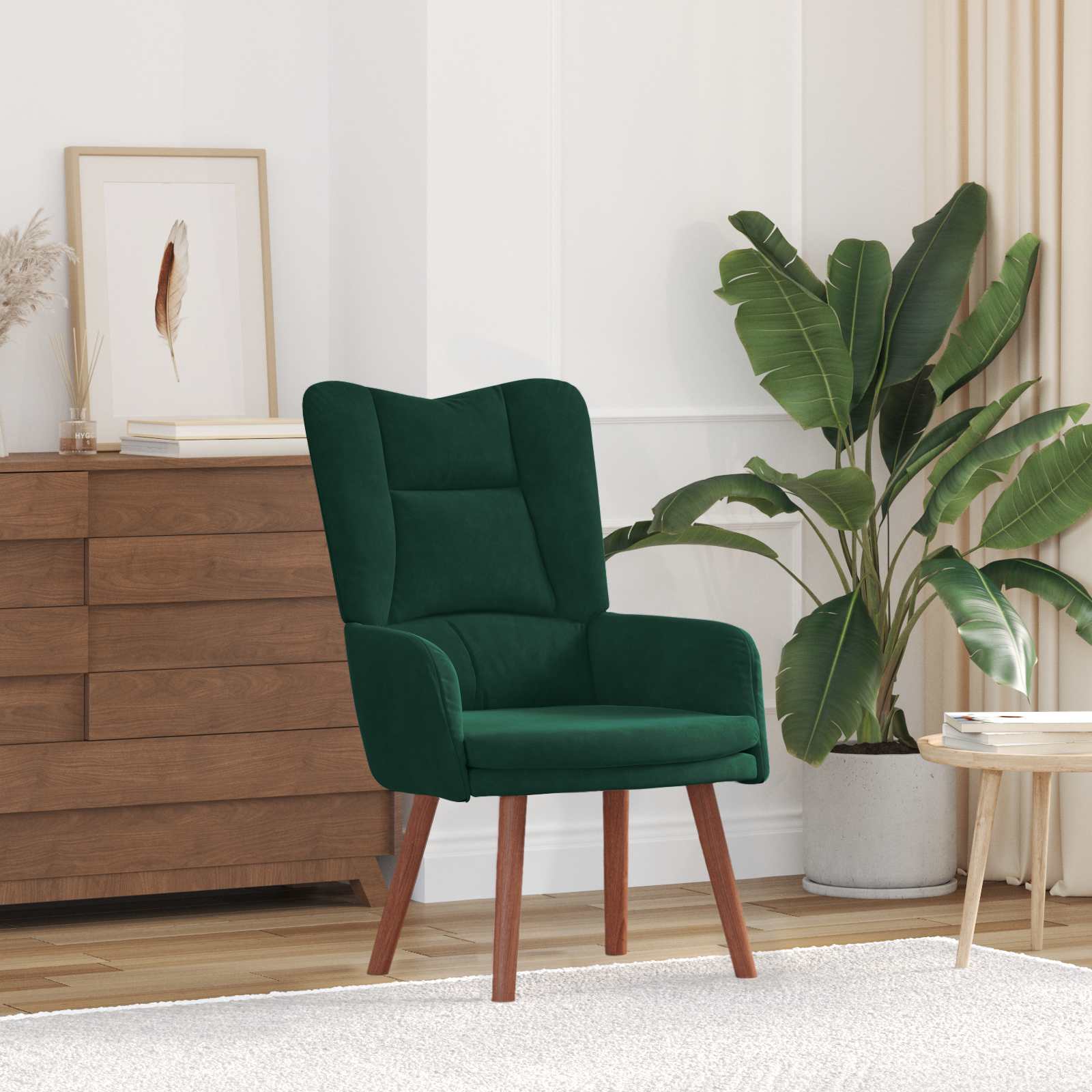 vidaXL fotel Ciemna zieleń 63 x 67 x 94 cm Aksamit