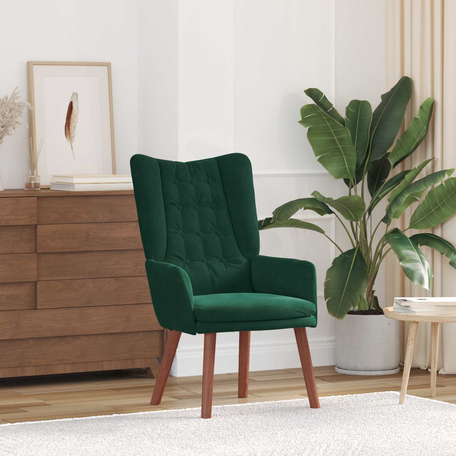 vidaXL fotel Ciemna zieleń 63 x 67 x 94 cm Aksamit
