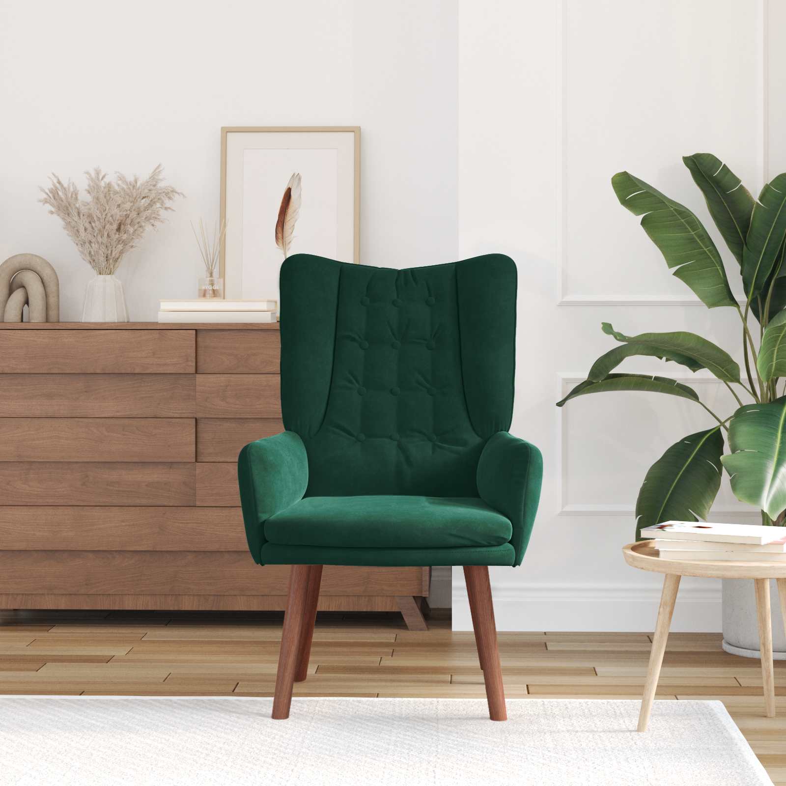 vidaXL fotel Ciemna zieleń 63 x 67 x 94 cm Aksamit