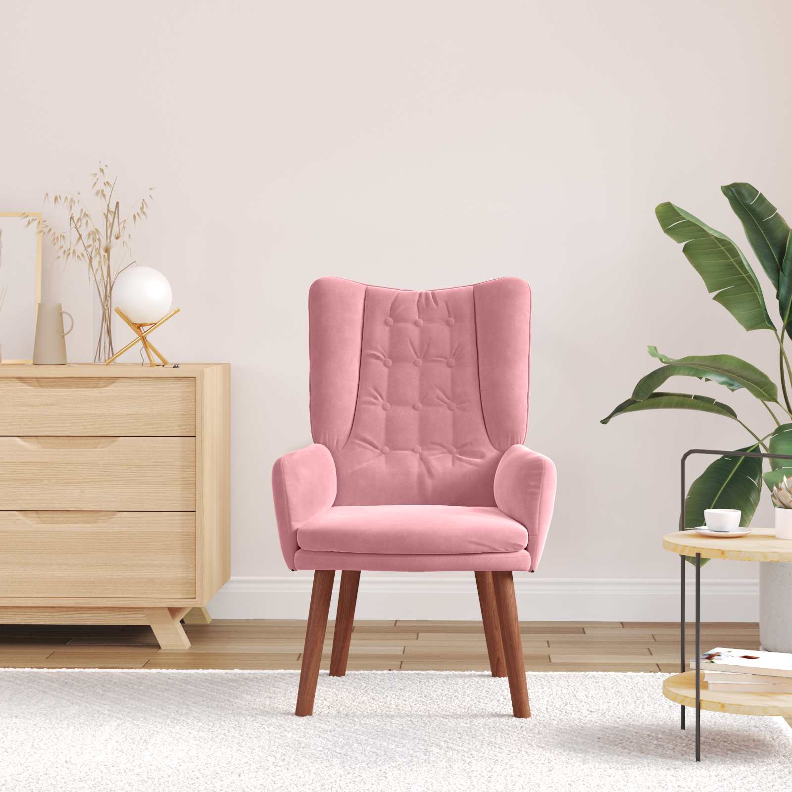 vidaXL fotel Różowy 63 x 67 x 94 cm Aksamit