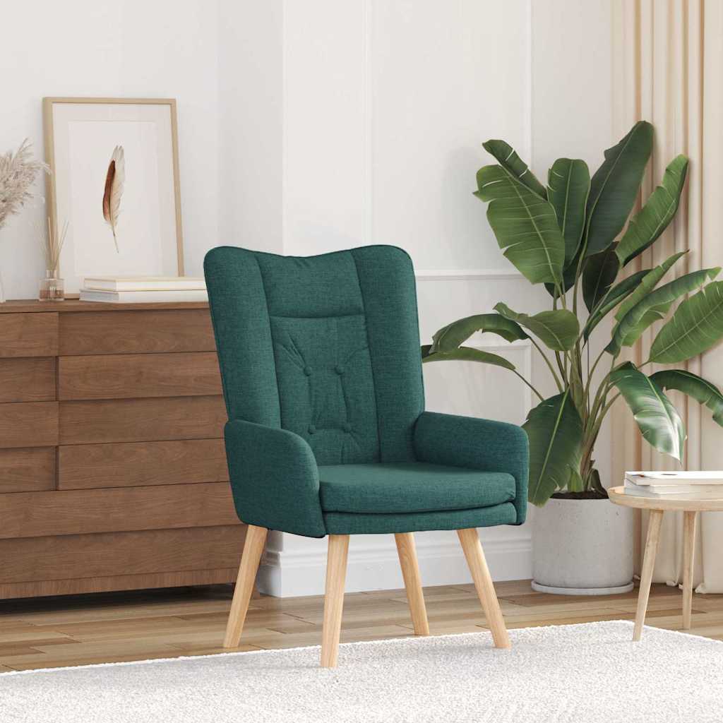 vidaXL fotel Ciemna zieleń 63 x 67 x 94 cm Tkanina i sklejka