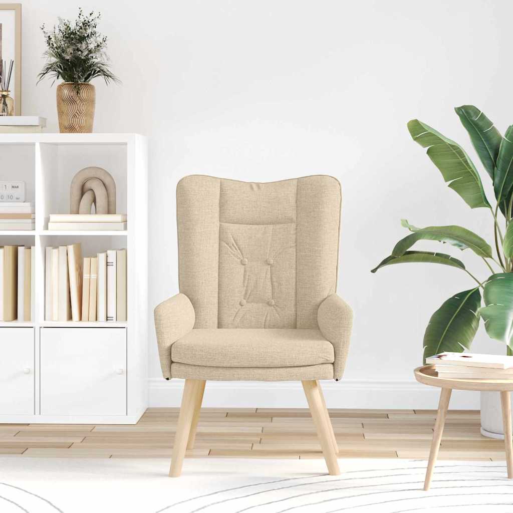 vidaXL fotel Kremowy 63 x 67 x 94 cm Tkanina i sklejka