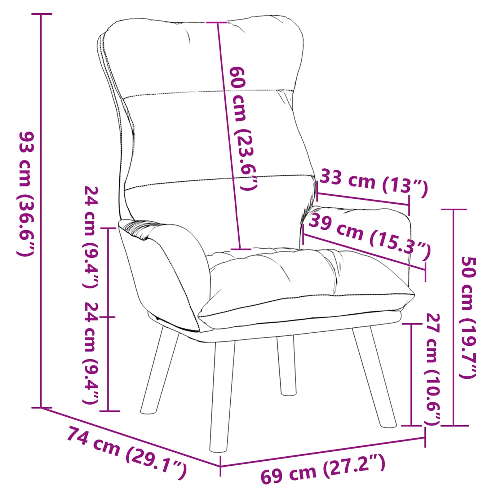 vidaXL fotel Jasnoszary 69 x 74 x 93 cm Aksamit