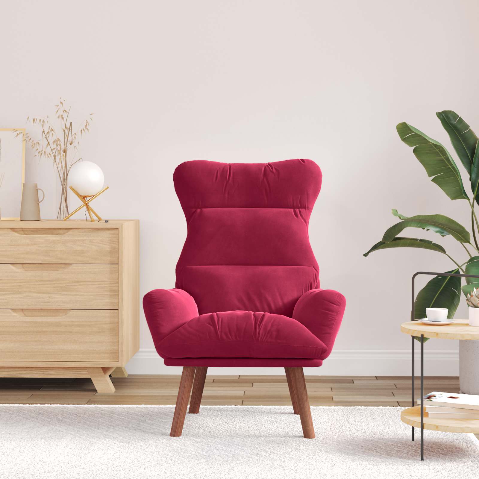 vidaXL fotel Czerwone wino 69 x 74 x 93 cm Aksamit