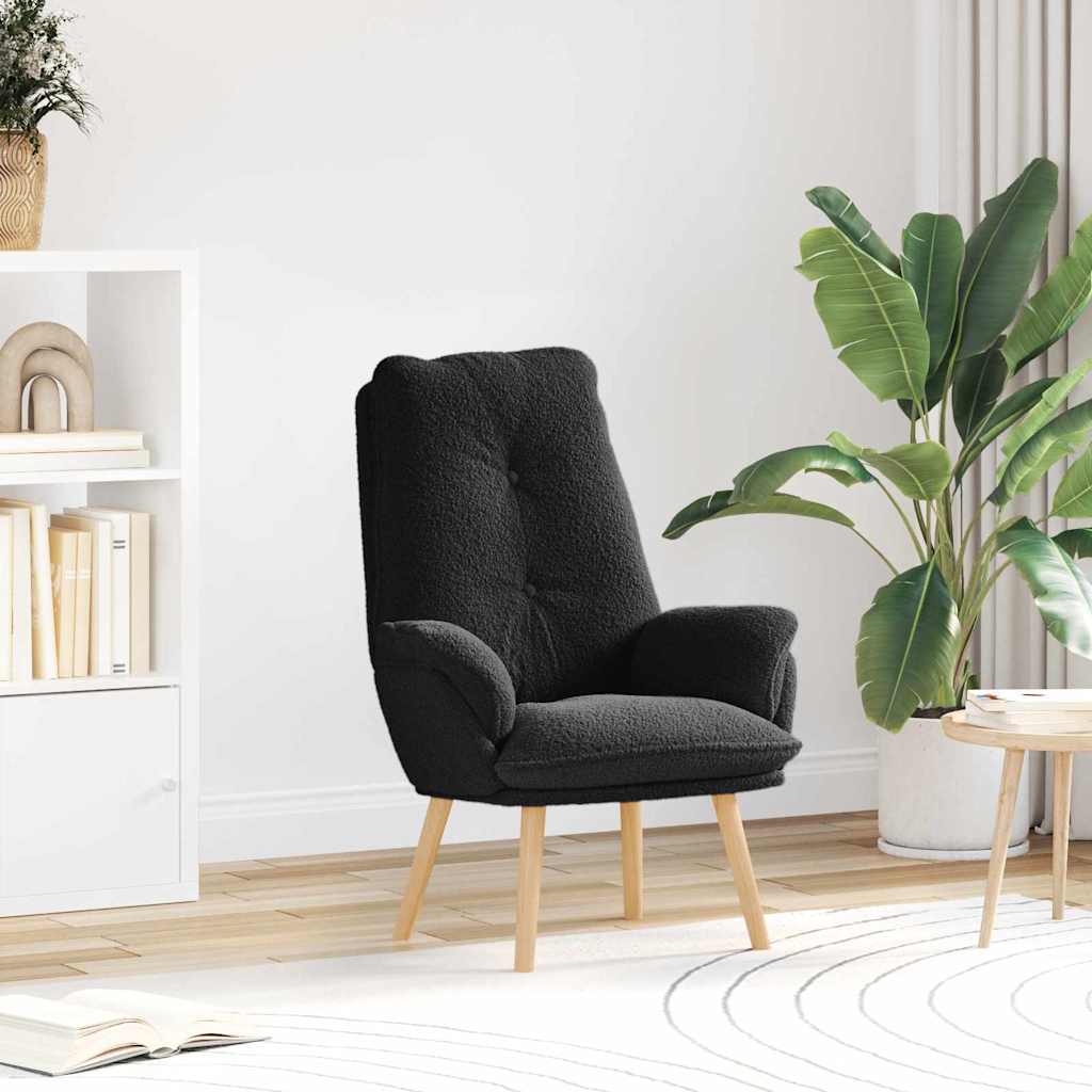vidaXL fotel Czarny 69 x 74 x 93 cm Tkanina sherpa