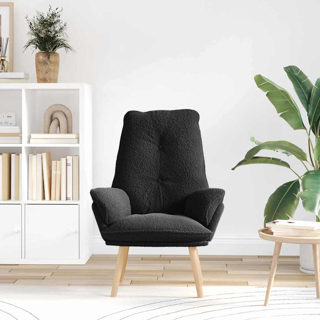vidaXL fotel Czarny 69 x 74 x 93 cm Tkanina sherpa