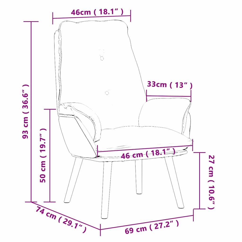 vidaXL fotel Kremowy 69 x 74 x 93 cm Tkanina i sklejka