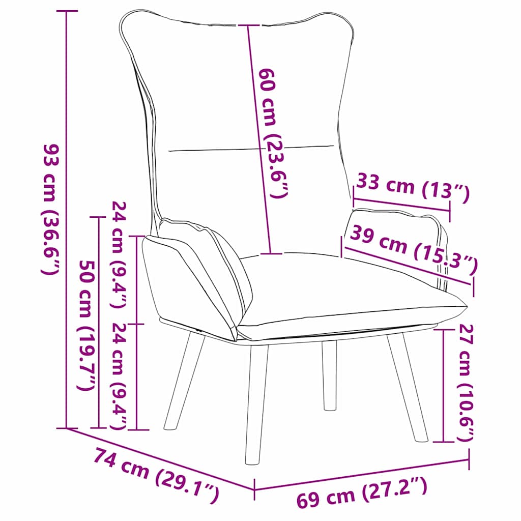 vidaXL fotel Czerwone wino 69 x 74 x 93 cm Sztuczna skóra