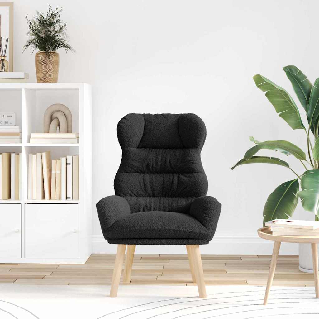 vidaXL fotel Czarny 69 x 74 x 93 cm Tkanina sherpa