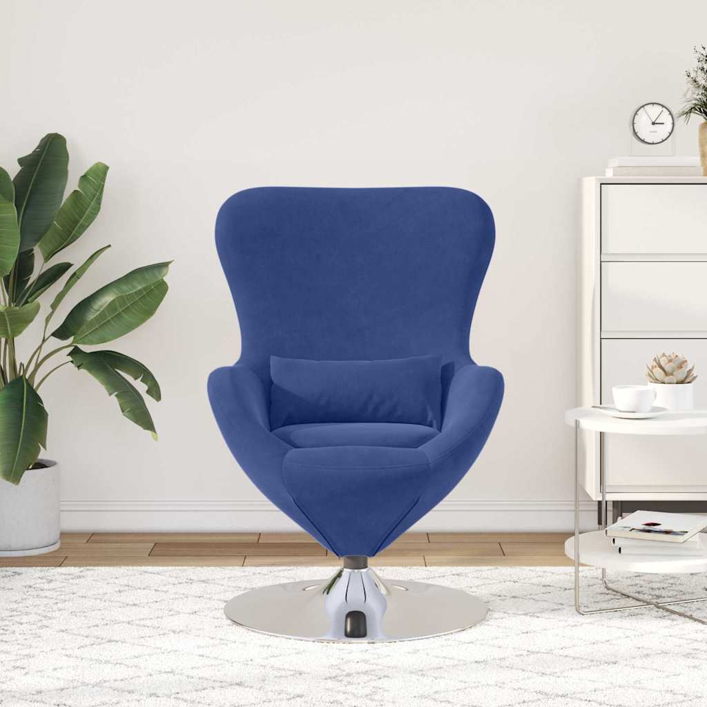 vidaXL Fotel jajo Niebieski policyjny Aksamit